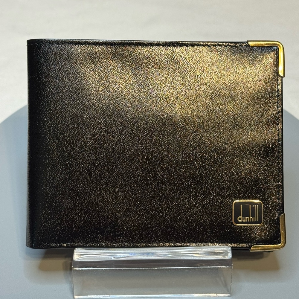 Dunhill Black Leather wallet with Gold Accents
